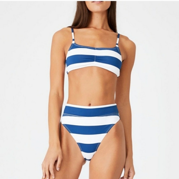 Cotton On Other - Cotton On Blue and White Stripe High Waisted Bathing Suit size SMALL